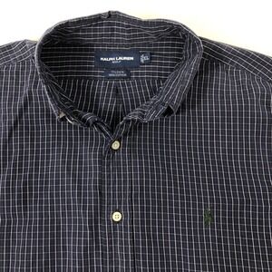 Ralph Lauren Golf Tilden Shirt‎ Men's XL Blue Plaid Button Down Green Pony